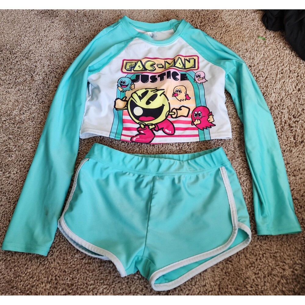 Girls Pac-Man 2 Piece Long Sleeve Swim Set